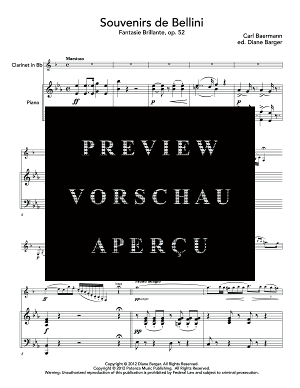 Product gallery: Page 5 of 11 Souvenirs de Bellini, , (clarinet in Bb and piano)