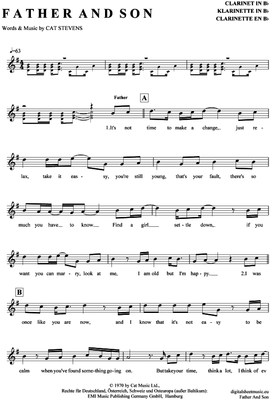 Product gallery: Page 1 of 4 Father and Son , Stevens, Cat, Clarinet in B-flat