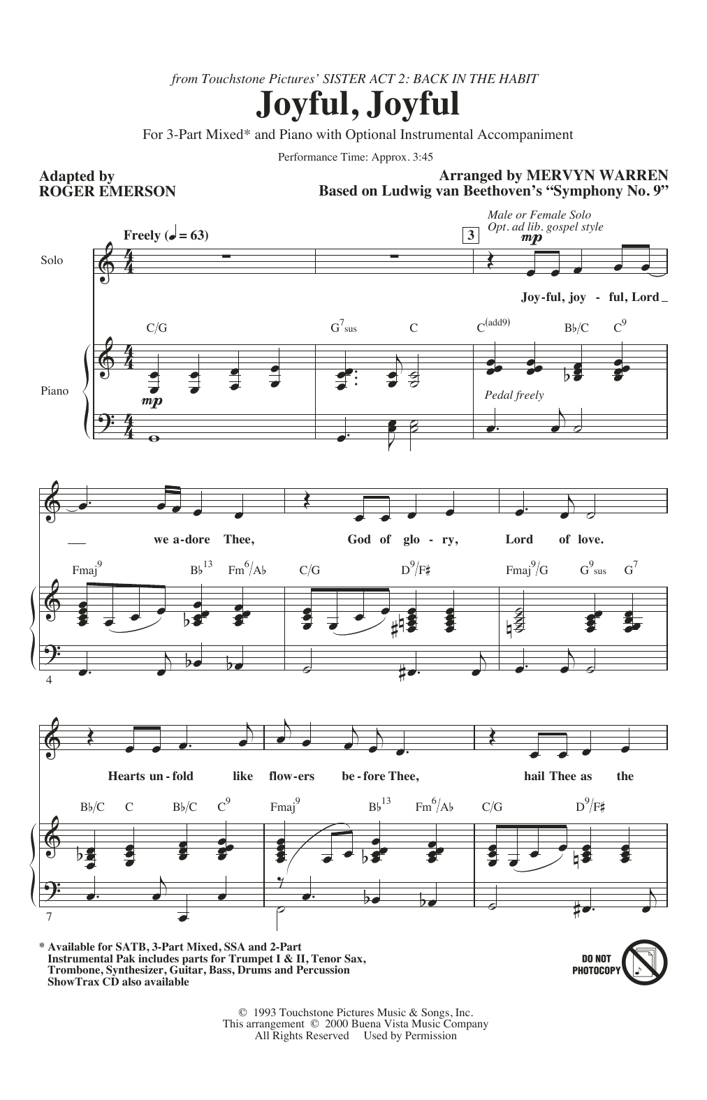 Product picture to: Joyful, Joyful (from Sister Act 2) (arr. Roger Emerson)