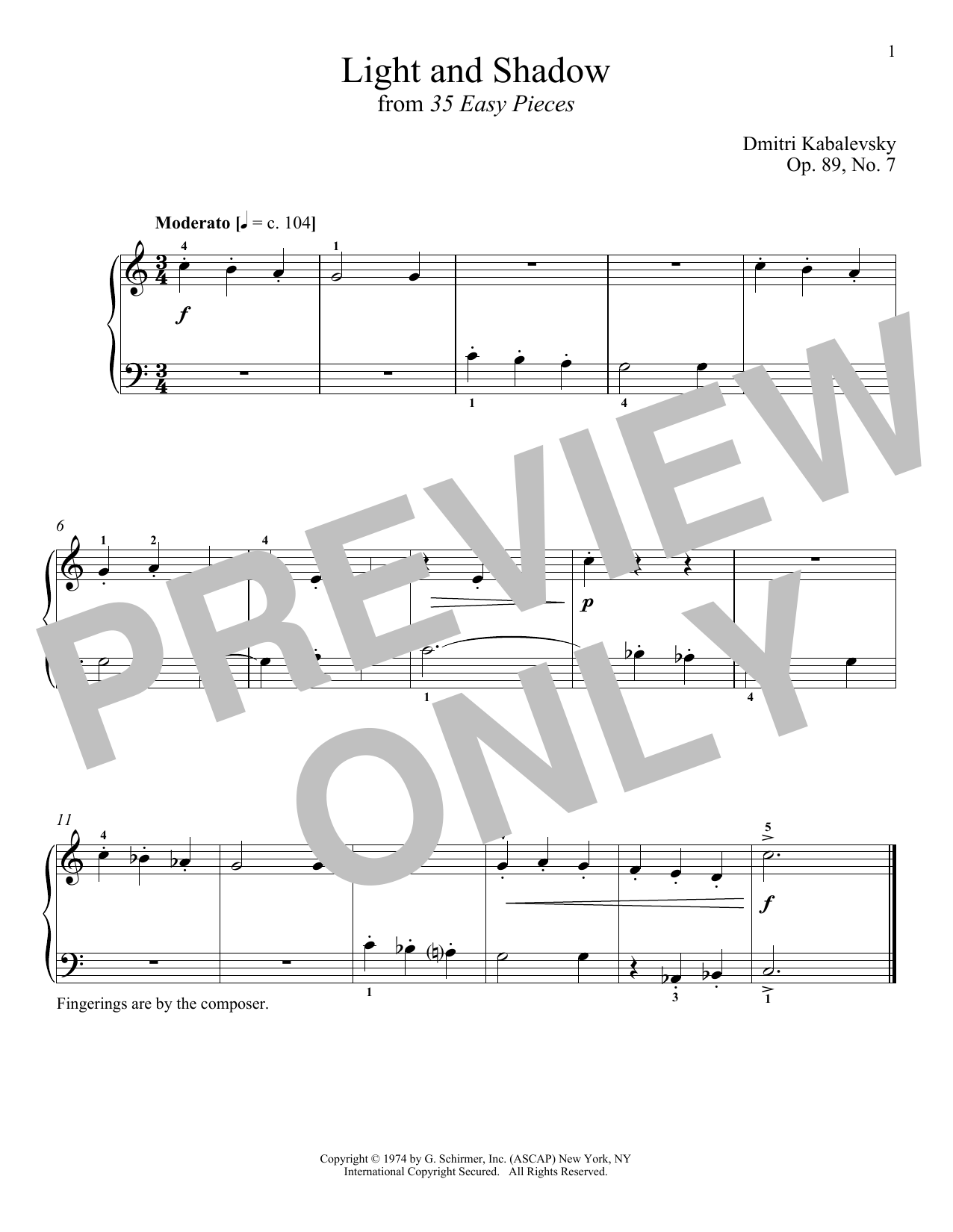 Product gallery: Page 1 of 1 Light And Shadow, Op. 89, No. 7, Dmitri Kabalevsky