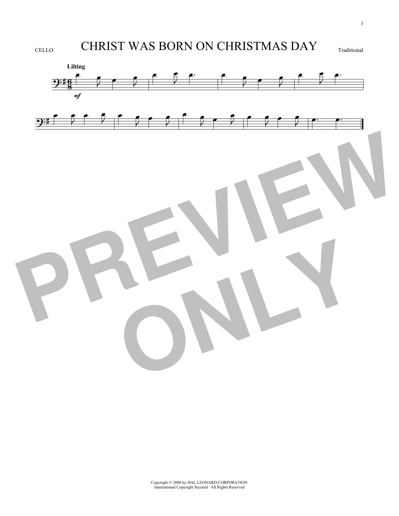 Produktgalerie: Seite 1 von 1 Christ Was Born On Christmas Day, Traditional, Violoncello