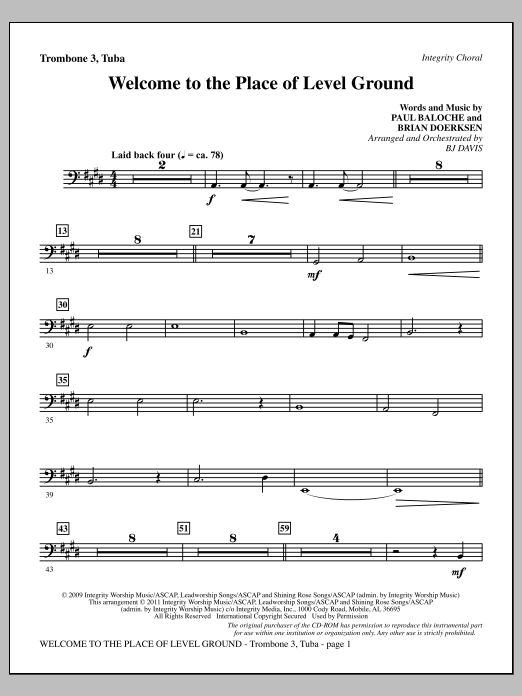 Produktgalerie: Seite 1 von 1 Welcome To The Place Of Level Ground - Trombone 3/Tuba, BJ Davis, Chor