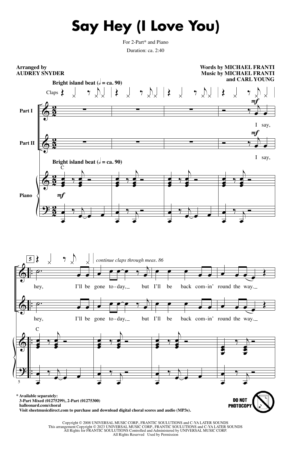 Produktbild zu: Say Hey (I Love You) (arr. Audrey Snyder)