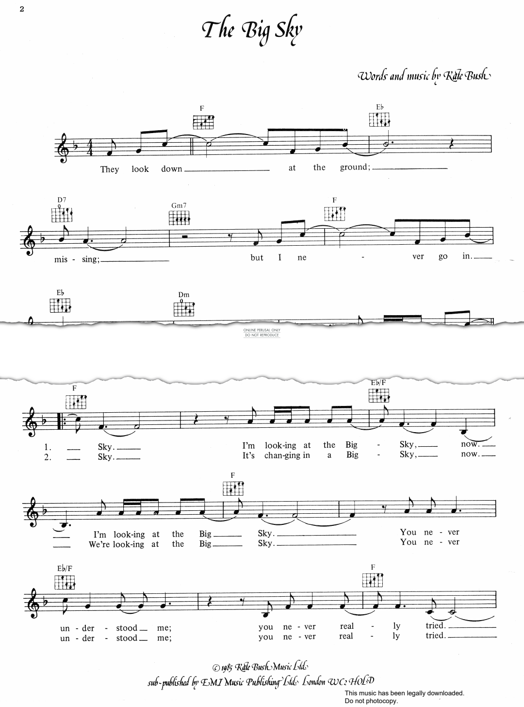 Produktgalerie: Seite 1 von 1 The Big Sky, Kate Bush, Gesang, Gitarre