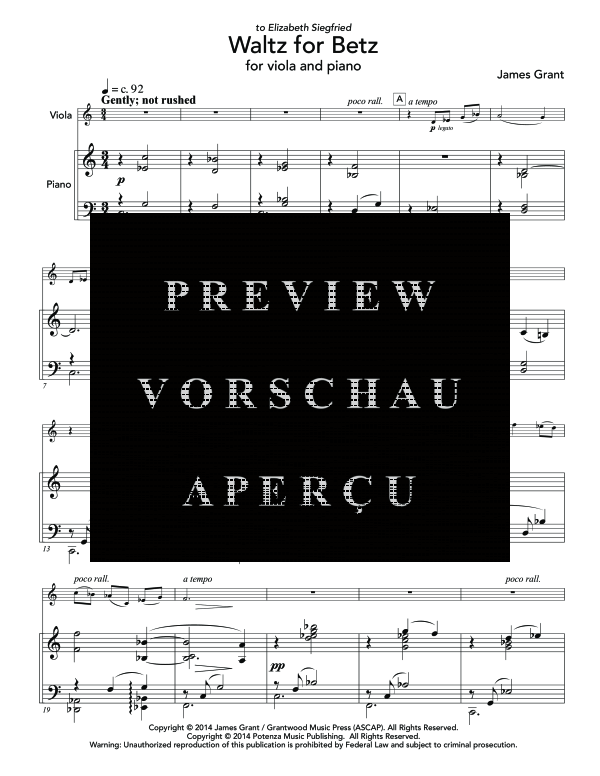 Product gallery: Page 5 of 11 Waltz for Betz, , (viola and piano)