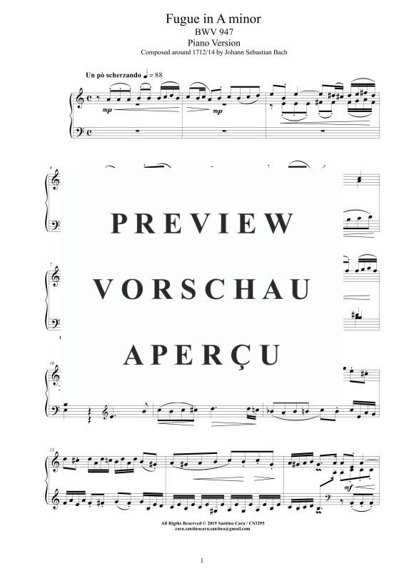 Produktgalerie: Seite 2 von 6 Fuge in A-Moll BWV 947 - Piano Version, , Klavier Solo