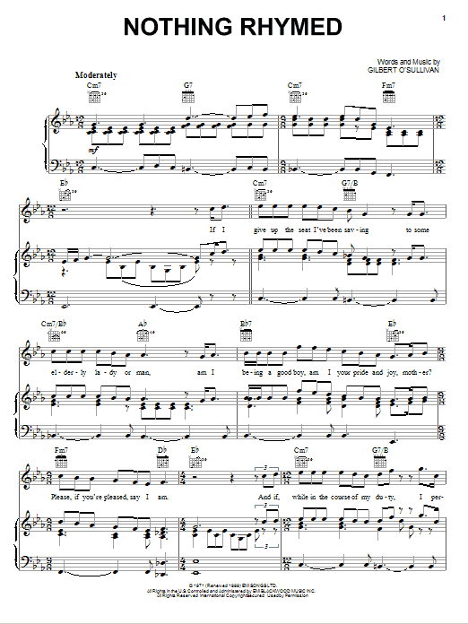 Produktgalerie: Seite 1 von 1 Nothing Rhymed, Gilbert O'Sullivan, Gesang, Gitarre, Klavier
