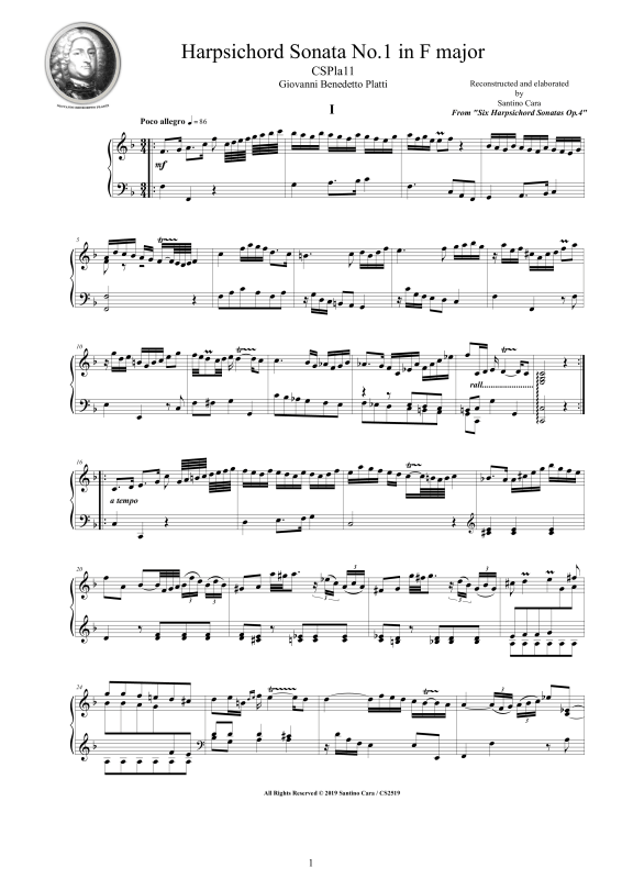 Produktbild zu: Cembalo Sonate Nr. 1 in F-Dur Op.4Giovanni Benedetto Platti