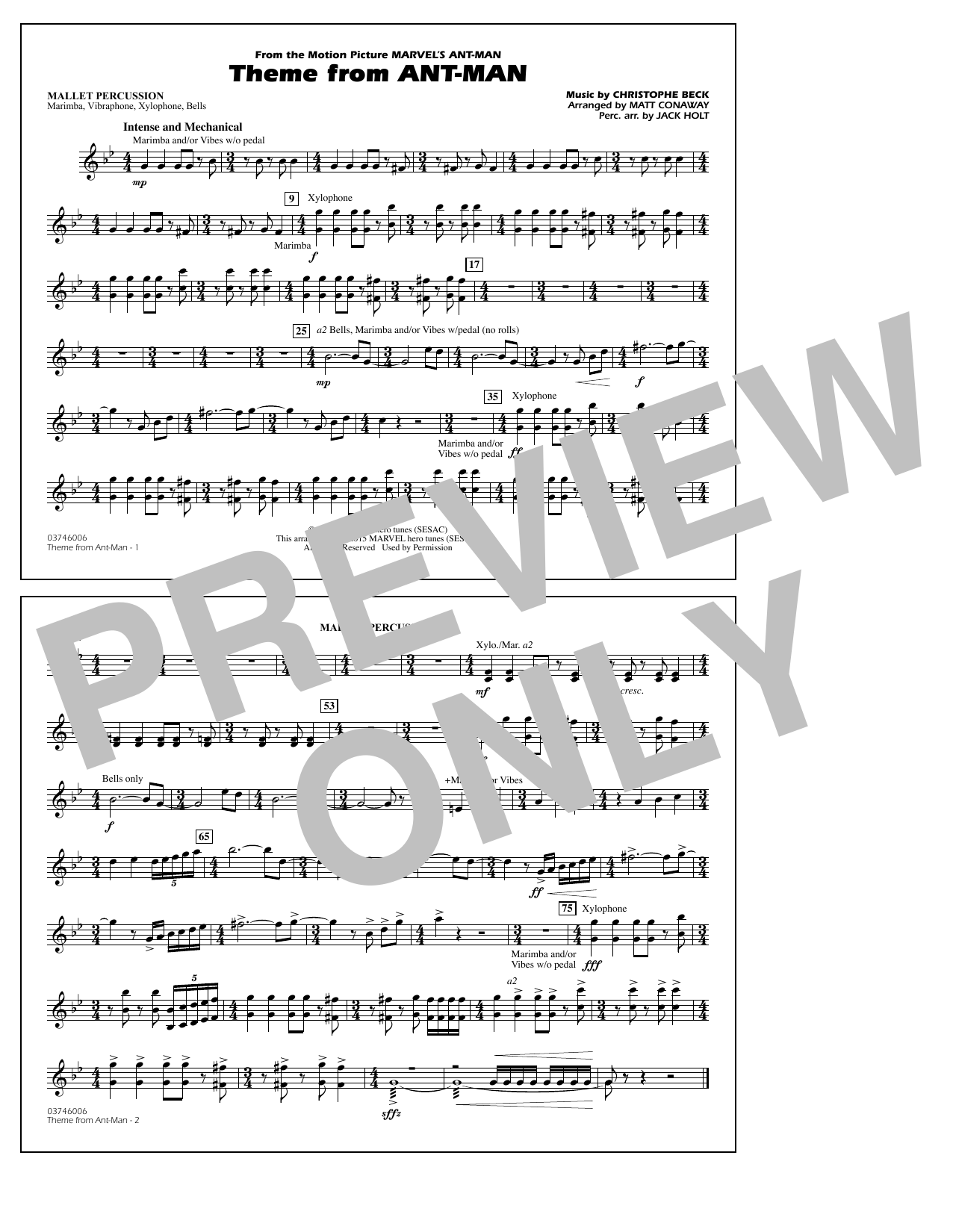 Produktgalerie: Seite 1 von 1 Theme from Ant-Man (Arr. Matt Conaway) - Mallet Percussion, Jack Holt, Ensemble