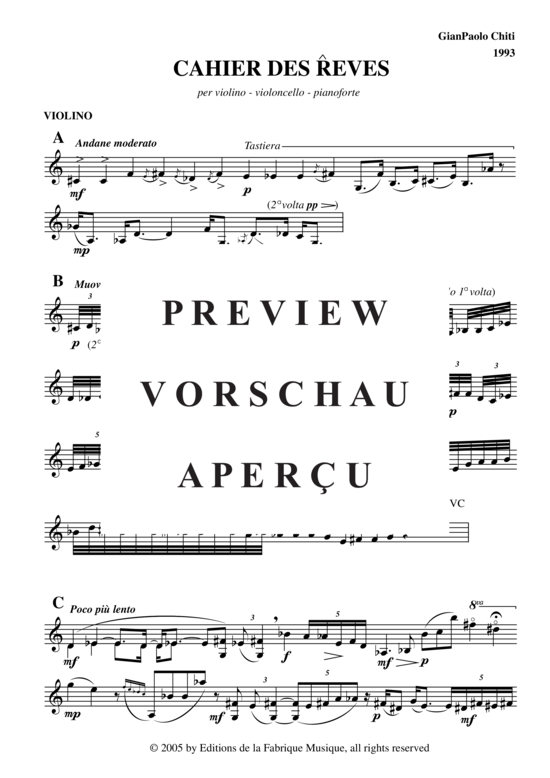 Product gallery: Page 3 of 14 Cahier des Rêves , , (violin, cello + piano)