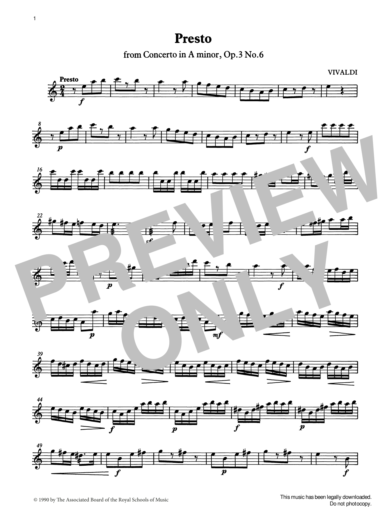 Produktgalerie: Seite 1 von 1 Presto (score & part) from Graded Music for Tuned Percussion, Book IV, Antonio Vivaldi, Percussion