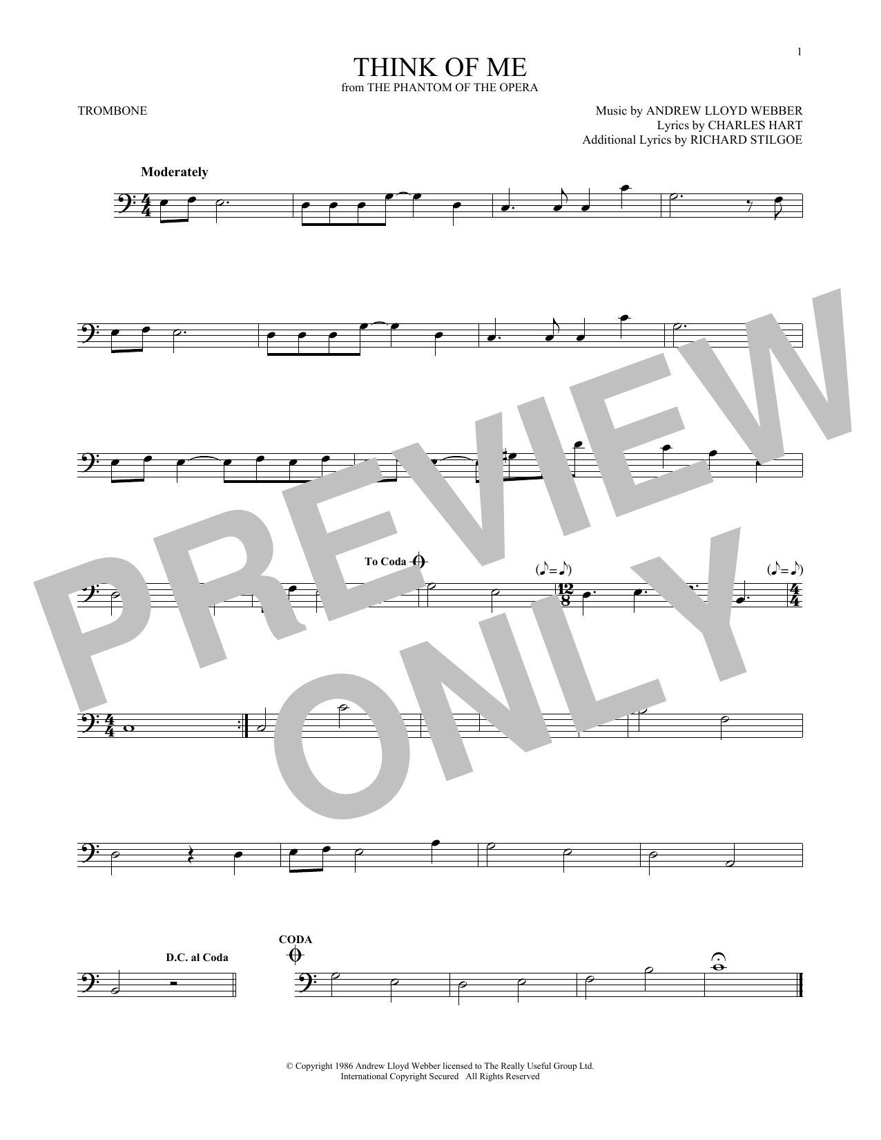 Product gallery: Page 1 of 1 Think Of Me (from The Phantom Of The Opera), Andrew Lloyd Webber