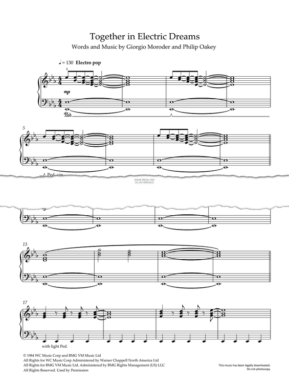 Produktgalerie: Seite 1 von 1 Together In Electric Dreams, Moroder and Oakey, Klavier