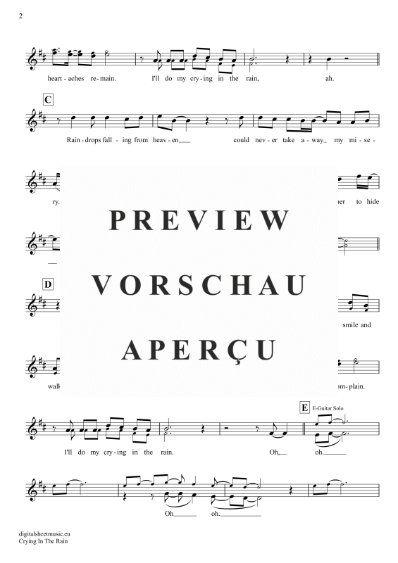 Produktgalerie: Seite 3 von 4 Crying In The Rain, A-Ha, (Oboe)