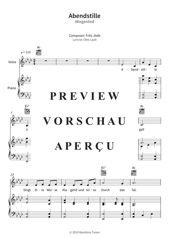 Produktgalerie: Seite 4 von 5 Abendstille - Wiegenlied, , (Gesang + Klavier, Gitarre)