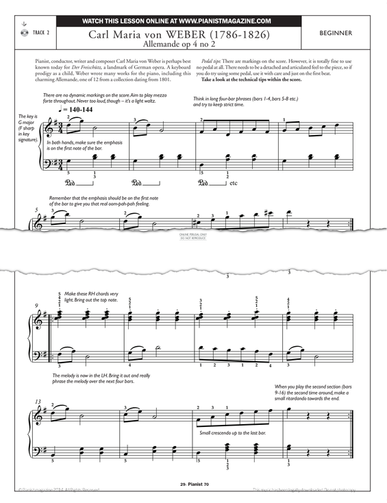 Product gallery: Page 1 of 1 Allemande, Op.4 No.2, Carl Maria von Weber