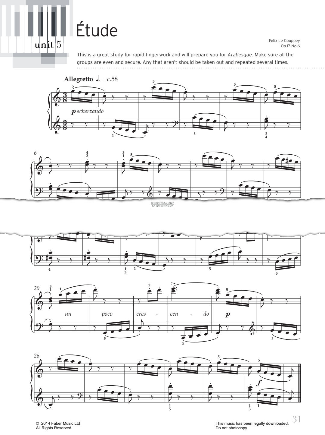 Produktgalerie: Seite 1 von 1 Étude (Op.17 No.6), Félix Le Couppey, Klavier