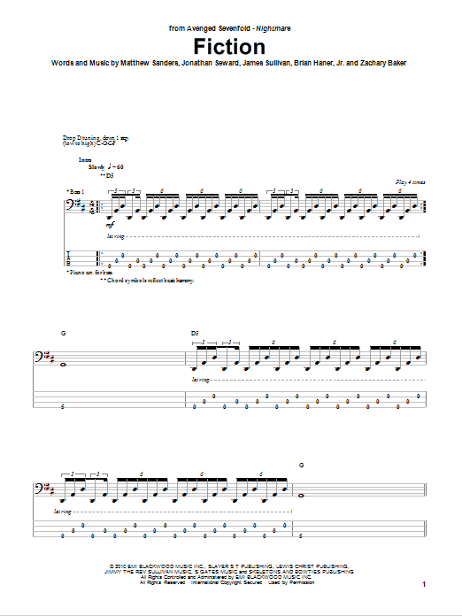 Produktgalerie: Seite 1 von 1 Fiction, Avenged Sevenfold, E-Bass