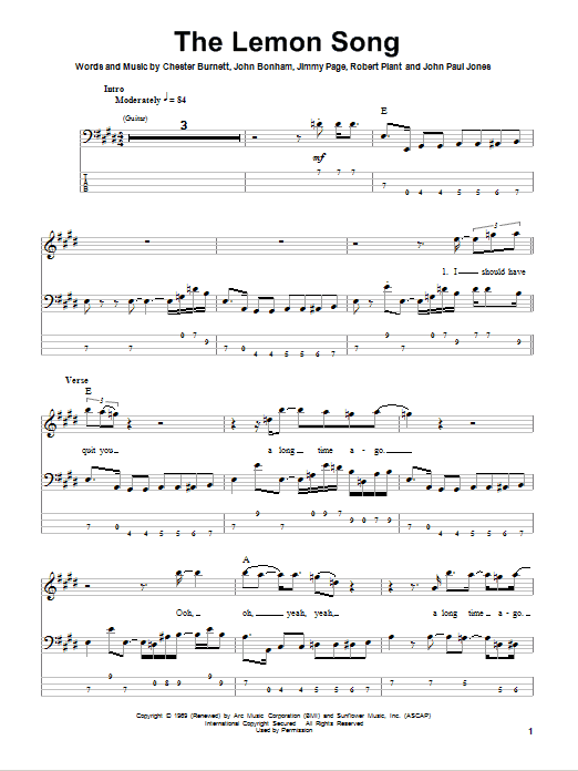 Produktgalerie: Seite 1 von 1 The Lemon Song, Led Zeppelin, E-Bass