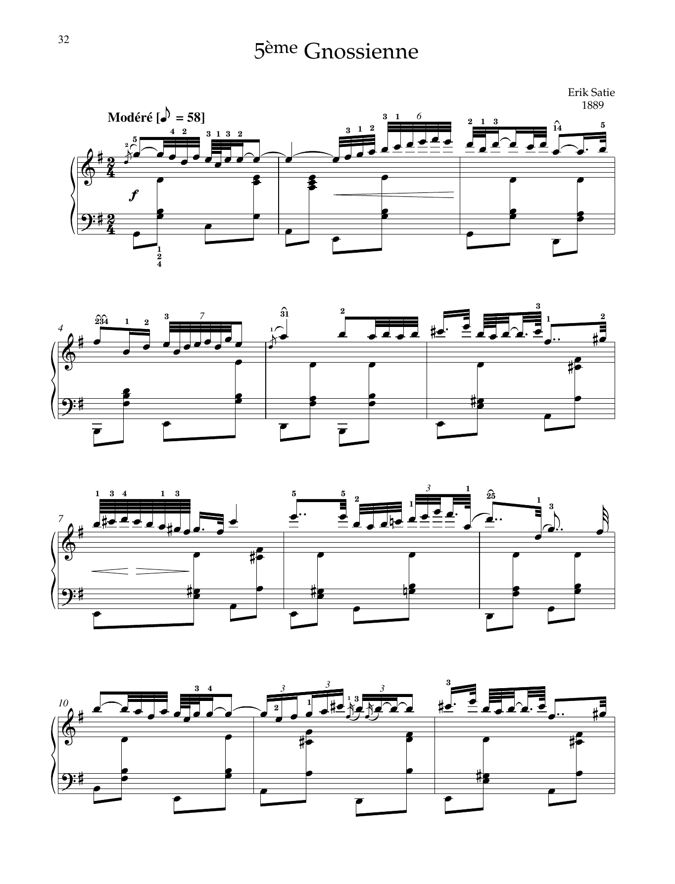 Product gallery: Page 1 of 1 5ème Gnossienne, Erik Satie