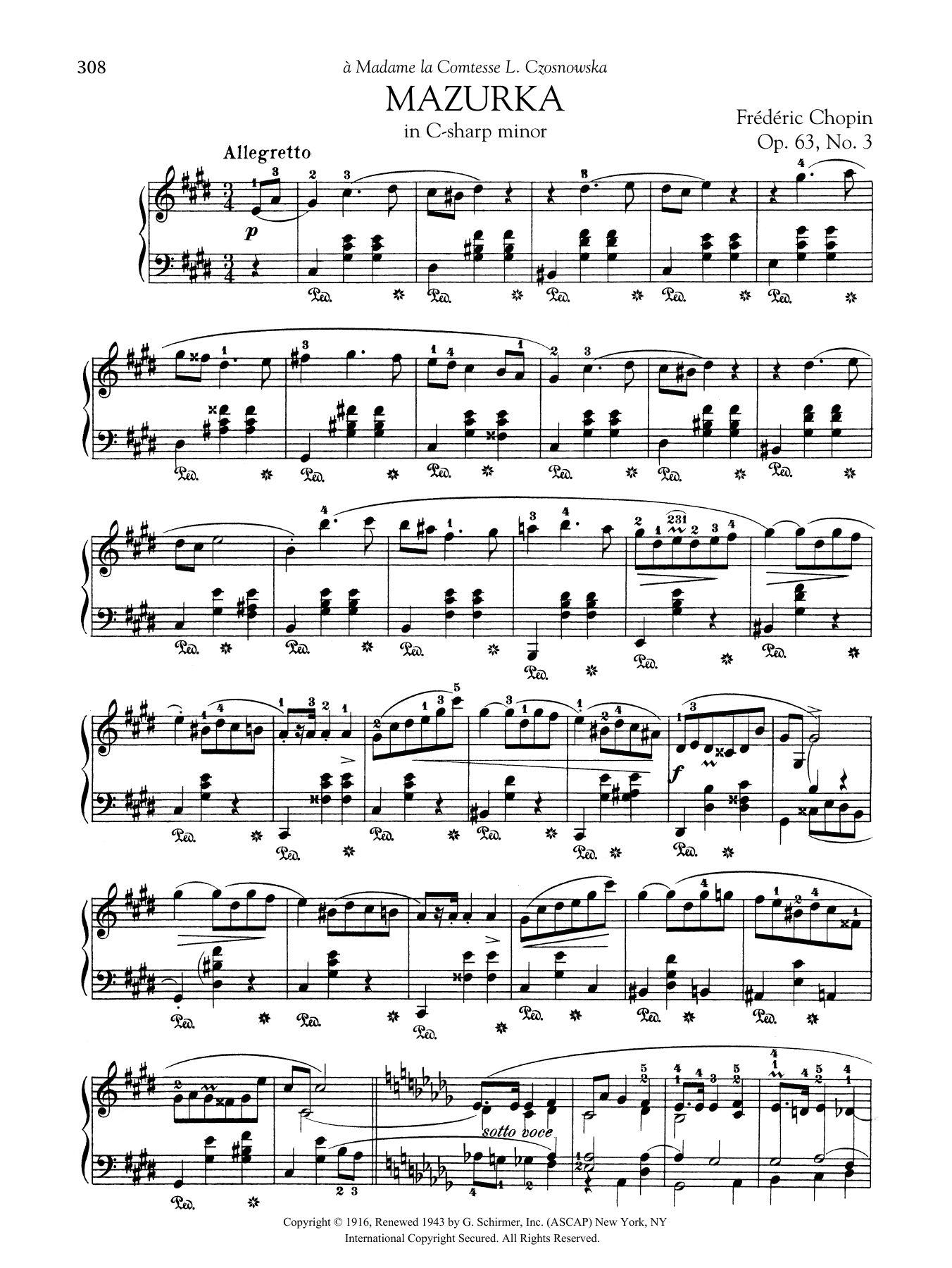 Product gallery: Page 1 of 1 Mazurka In C-sharp minor, Op. 63, No. 3, Frédéric Chopin