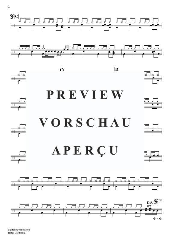 Product gallery: Page 3 of 5 Hotel California, Eagles, The, (Drums)