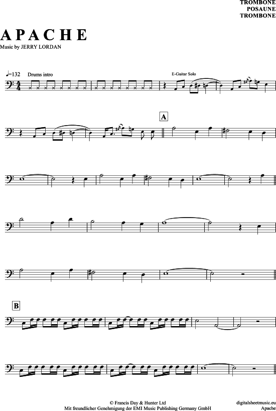 Product gallery: Page 1 of 4 Apache , Shadows, The, (Posaune / Bariton)