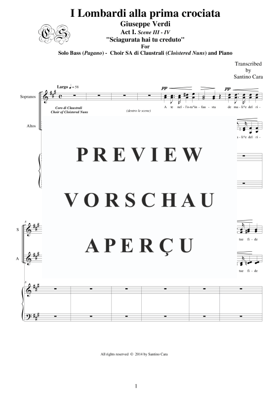 Produktgalerie: Seite 2 von 11 'Sciagurata hai tu creduto' Solo Bass - Choir SA, , Gemischter Chor SAB und Klavier