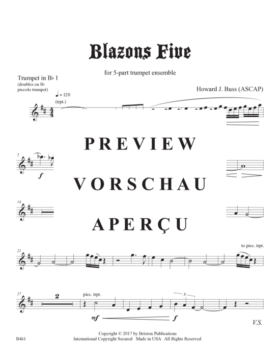 Produktgalerie: Seite 19 von 21 Blazons Five , , (5-stimmiges Trompetenensemble)