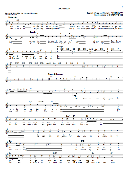 Produktgalerie: Seite 1 von 1 Granada, Agustin Lara, Melodieinstrument