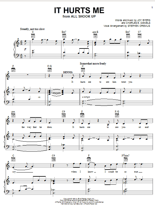Produktgalerie: Seite 1 von 1 It Hurts Me, Elvis Presley, Gesang, Gitarre, Klavier