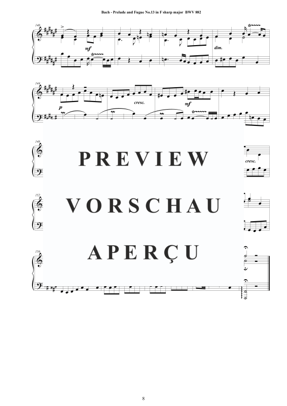 Product gallery: Page 9 of 9 Prelude and Fugue No. 13 in F sharp major BWV 882, , Solo Piano