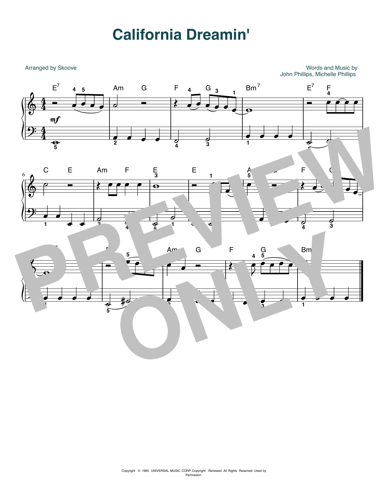 Produktbild zu: California Dreamin' (arr. Skoove)