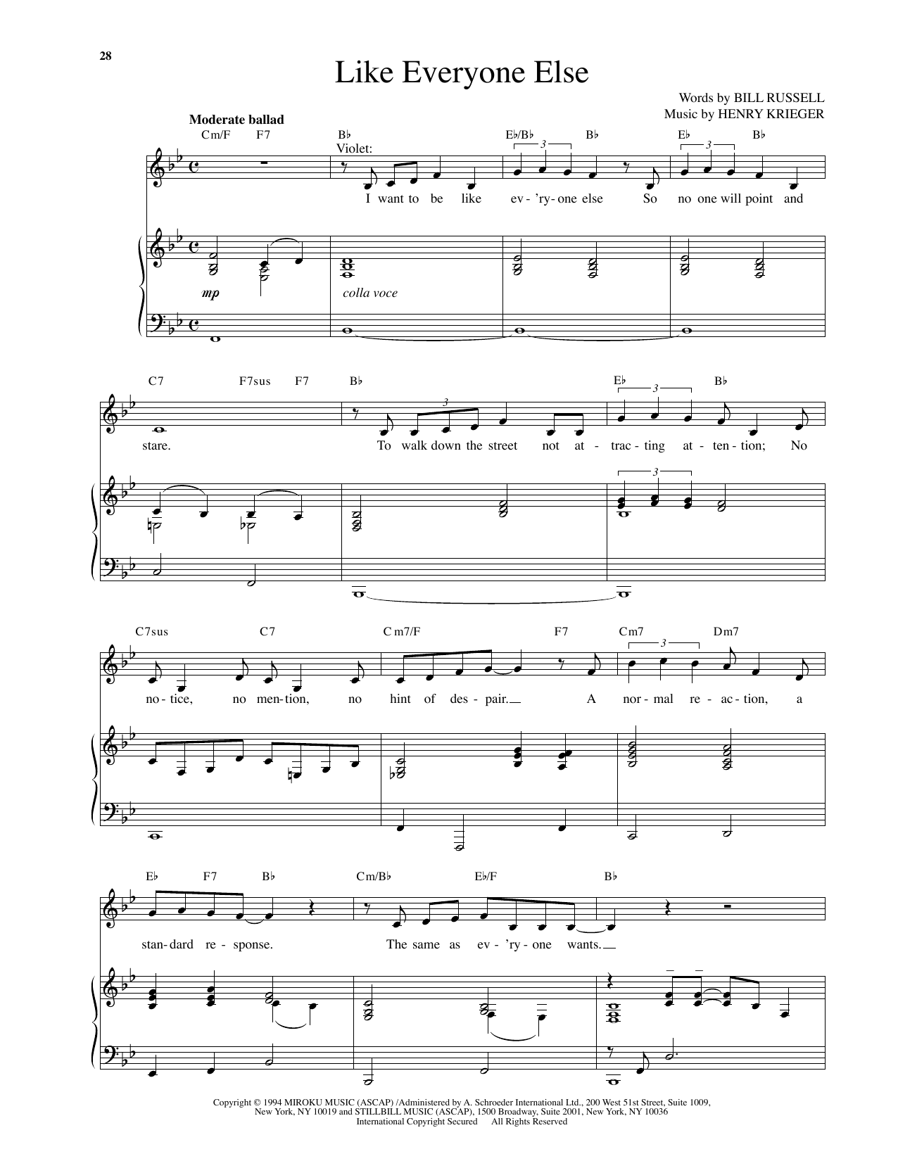 Produktgalerie: Seite 1 von 1 Like Everyone Else (from Side Show), Henry Krieger, Gesang, Klavier