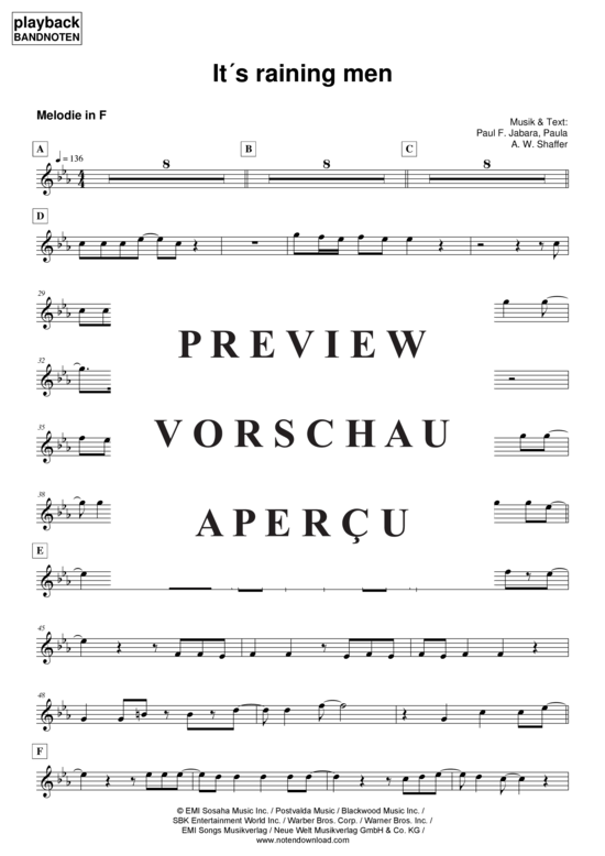 Produktgalerie: Seite 2 von 5 It´s raining men - Melodie in F, Weather Girls, 