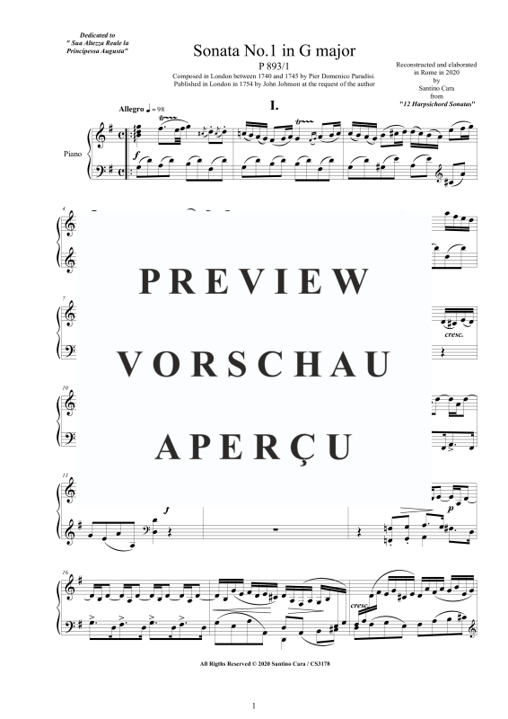 Produktgalerie: Seite 2 von 8 Sonate No.1 in G-Dur, , Klavier Solo