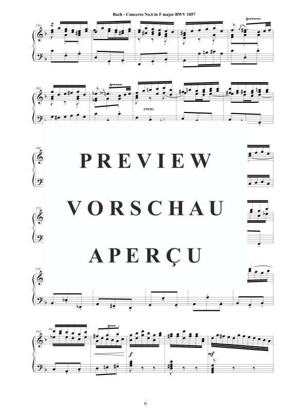 Produktgalerie: Seite 7 von 11 Konzert Nr. 6 in F-Dur BWV 1057, , Klavier Solo