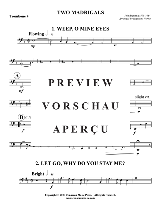 Product gallery: Page 12 of 13 Zwei Madrigale , , (Trombone Quartet)