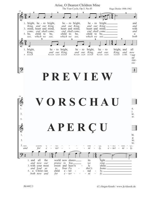 Produktgalerie: Seite 4 von 4 Arise, O Dearest Children Mine  (The Year Cycle, Op.5. No.45), , Gemischter Chor SAB