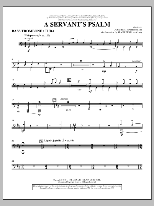 Produktbild zu: A Servant's Psalm - Bass Trombone/Tuba