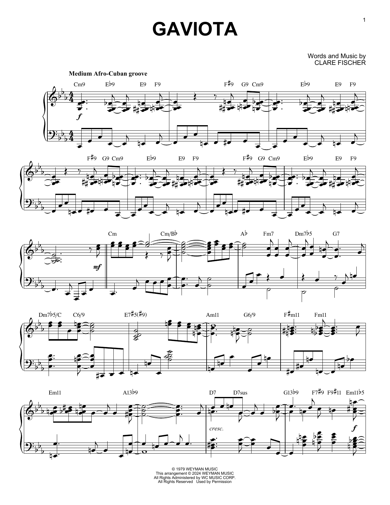 Produktgalerie: Seite 1 von 1 Gaviota (arr. Brent Edstrom), Clare Fischer, Klavier