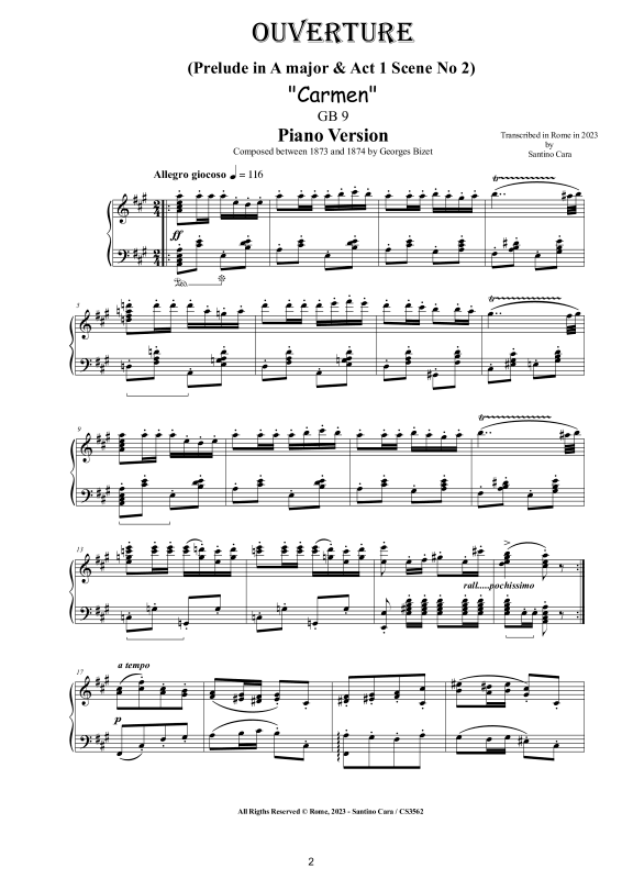 Product picture to: Ouverture (Prelude) in A major (Carmen)Georges Bizet
