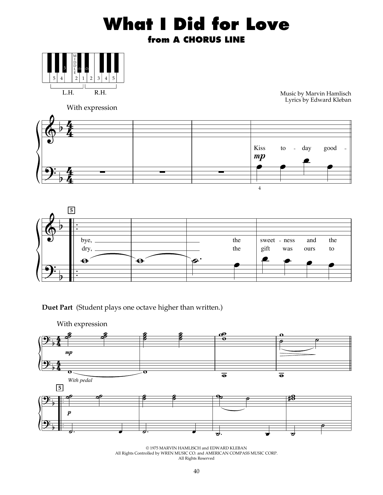 Produktgalerie: Seite 1 von 1 What I Did For Love (from A Chorus Line), Marvin Hamlisch, Klavier