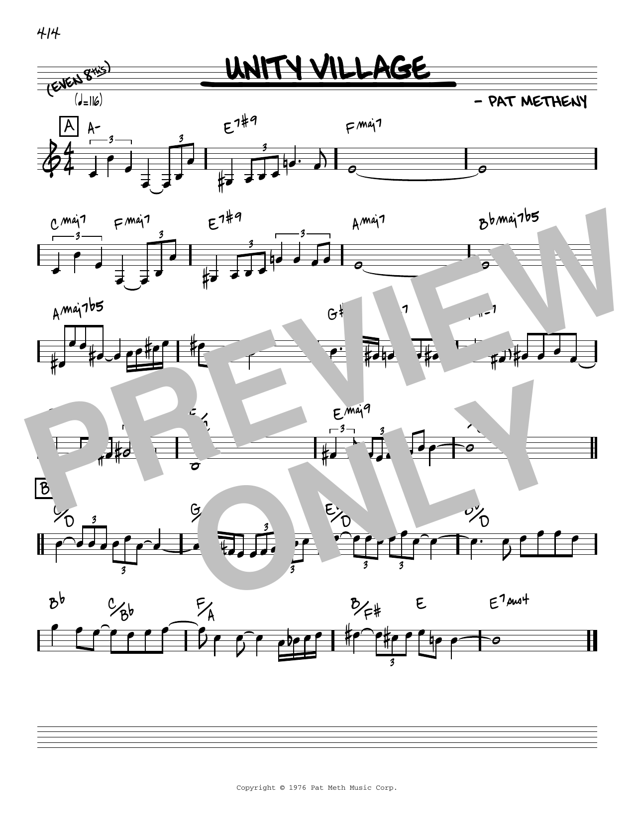 Produktbild zu:  Unity Village [Reharmonized version] (arr. Jack Grassel) - Pat Metheny