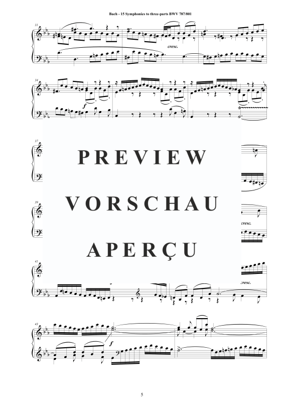 Produktgalerie: Seite 6 von 11 15 Symphonien zu drei Stimmen, , Klavier Solo - aus dem Klavierbüchlein von Wilhelm Friedemann Bach