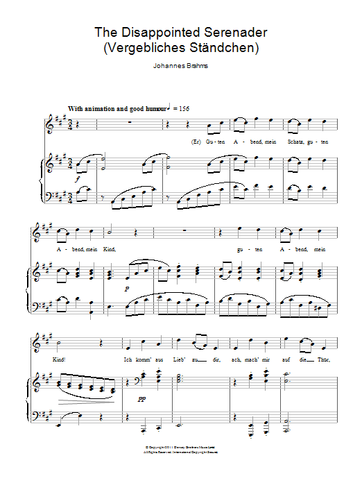 Produktgalerie: Seite 1 von 1 The Disappointed Serenader, Johannes Brahms, Gesang, Klavier