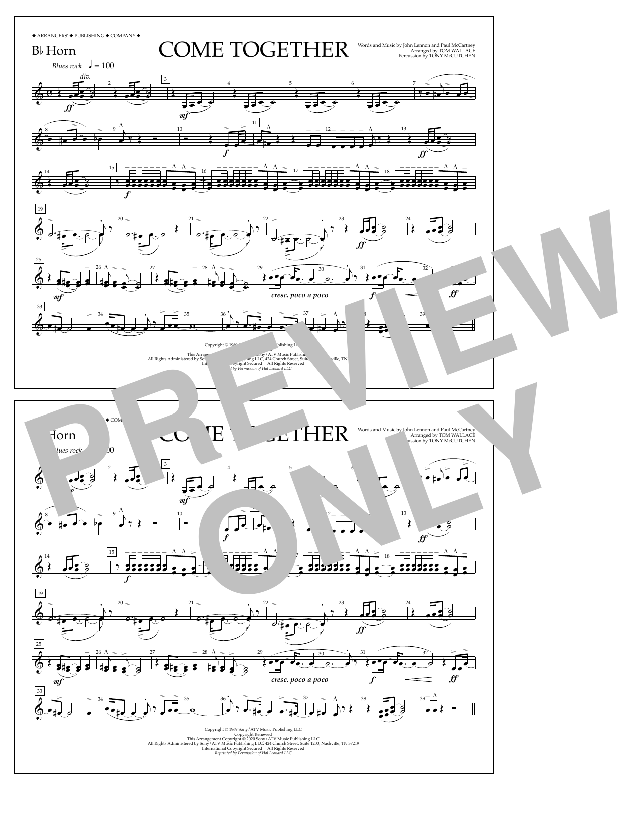 Produktbild zu: Come Together (arr. Tom Wallace) - Bb Horn
