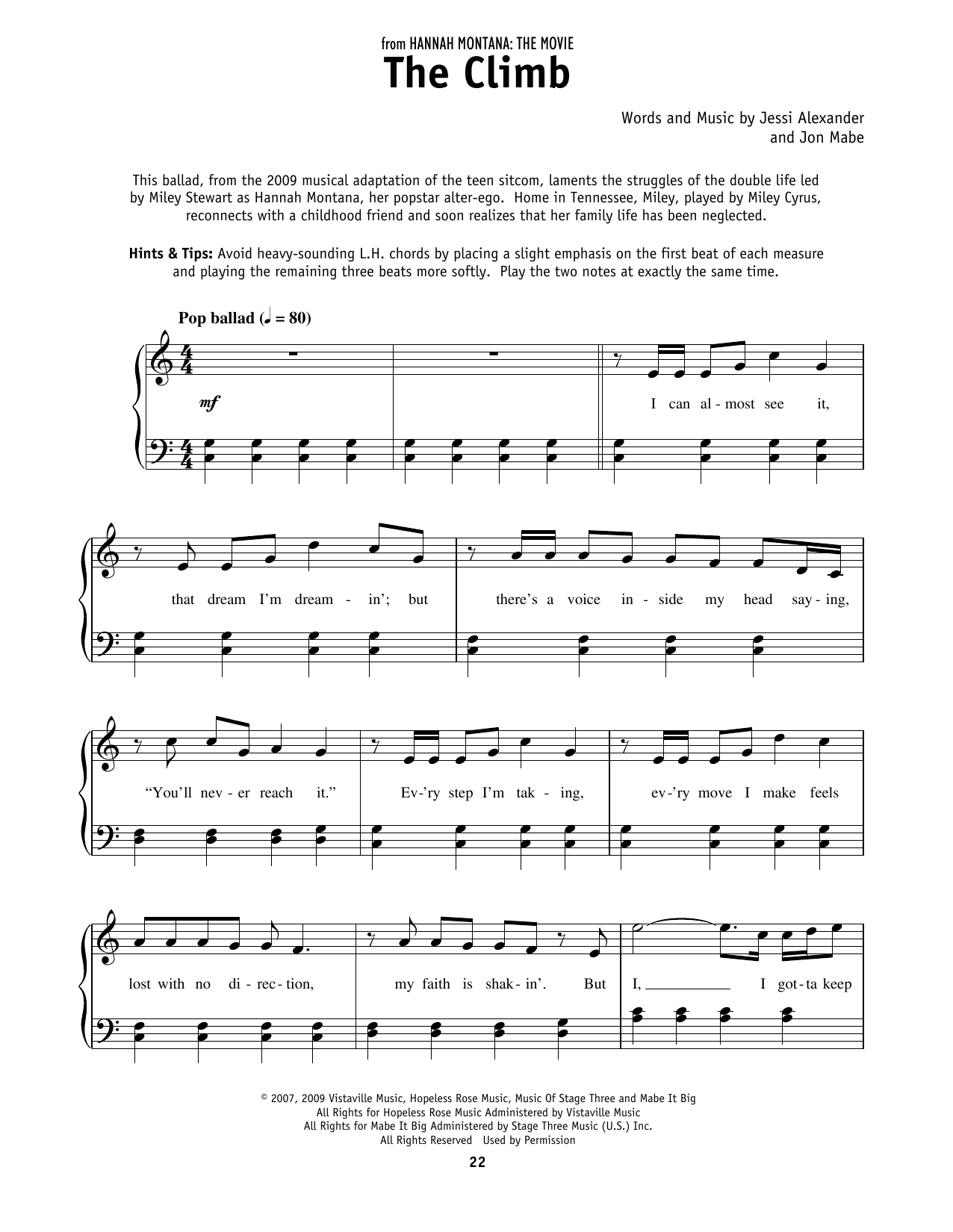 Produktbild zu: The Climb (from Hannah Montana: The Movie)