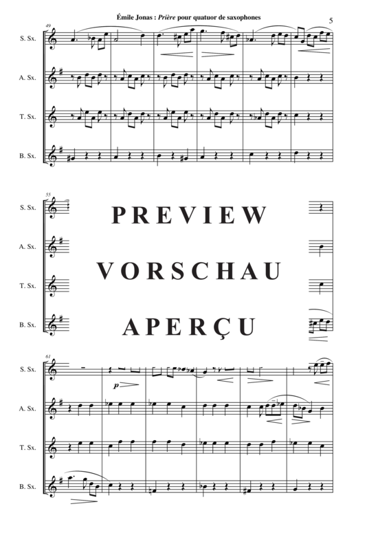 Product gallery: Page 6 of 20 Prière , , (Saxophone Quartet)