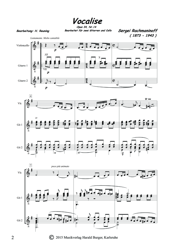 gallery: Vocalise Opus 34 Nr. 14, , Trio für 2Gitarren & Violoncello